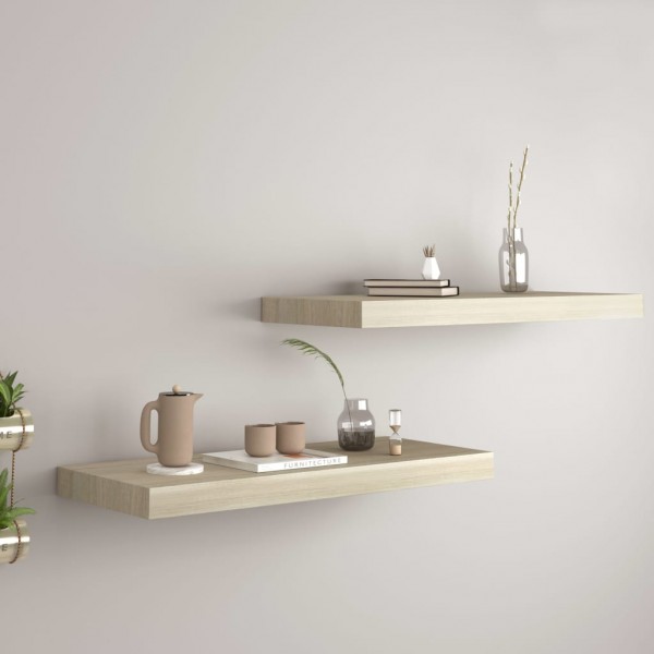 Estantes flotantes de pared 2 uds MDF roble 60x23.5x3.8 cm
