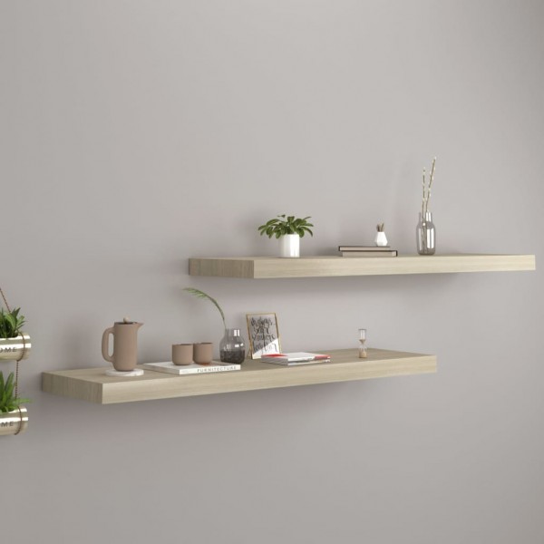 Estantes flotantes de pared 2 uds MDF roble 90x23.5x3.8 cm