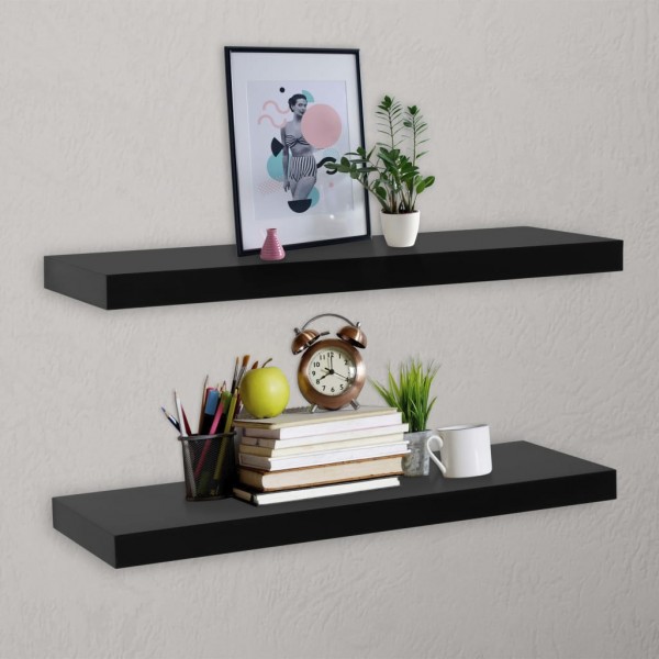 Estantes flotantes de pared 2 unidades negro 100x20x3.8 cm