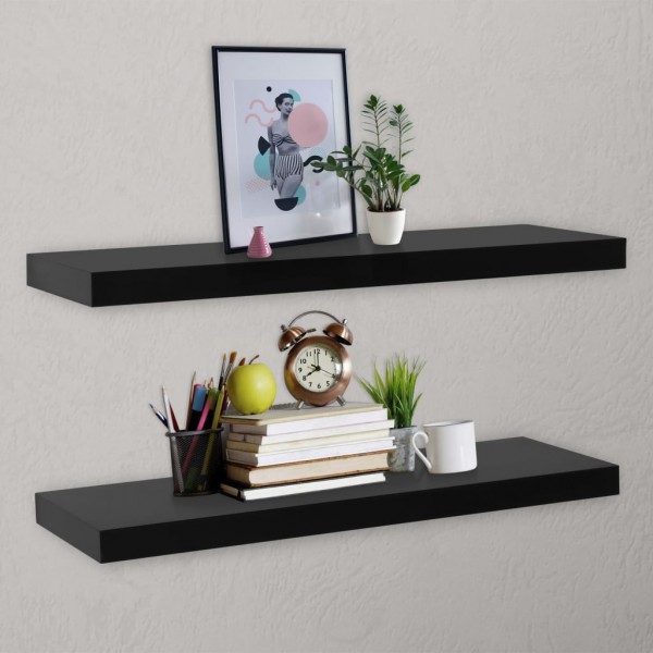 Estantes flotantes de pared 2 unidades negro 120x20x3.8 cm