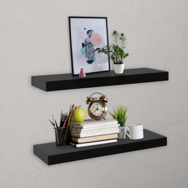 Estantes flotantes de pared 2 unidades negro 40x20x3.8 cm