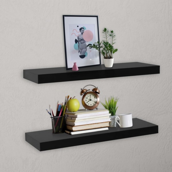 Estantes flotantes de pared 2 unidades negro 60x20x3.8 cm