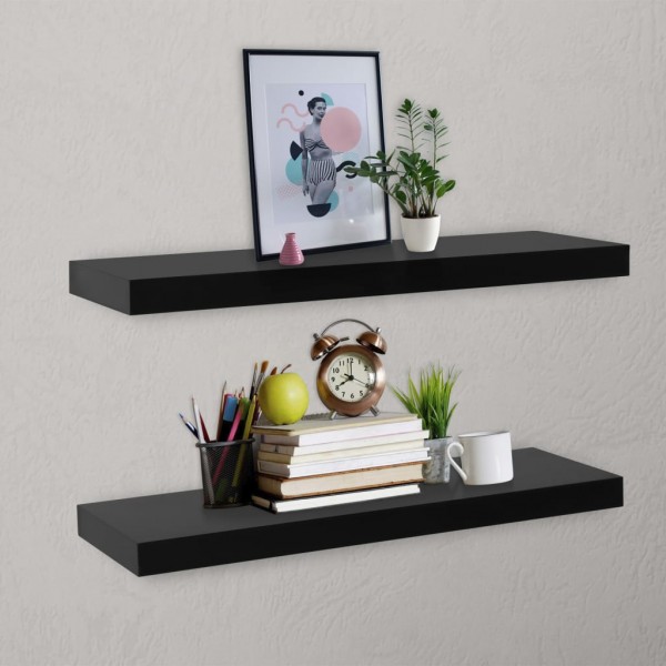Estantes flotantes de pared 2 unidades negro 80x20x3.8 cm