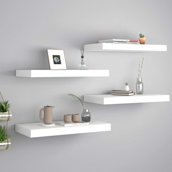 Estantes flotantes de pared 4 uds blanco MDF 50x23x3.8 cm