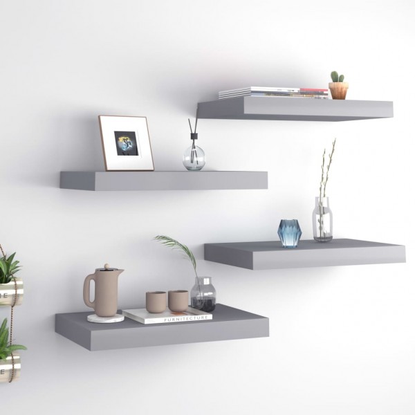 Estantes flotantes de pared 4 uds gris MDF 40x23x3.8 cm