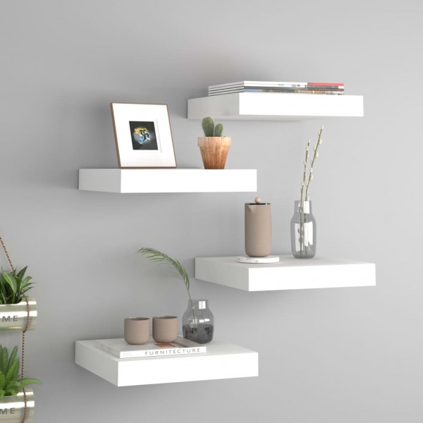 Estantes flotantes de pared 4 uds MDF blanco 23x23.5x3.8 cm