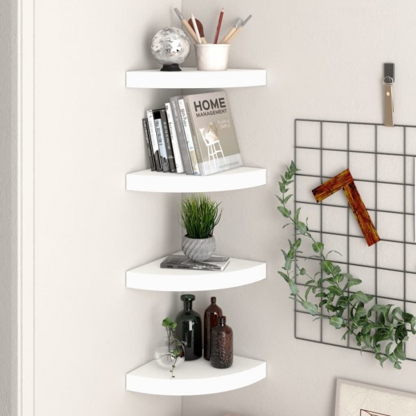 Estantes flotantes de pared 4 uds MDF blanco 25x25x3.8 cm