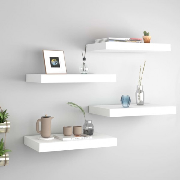 Estantes flotantes de pared 4 uds MDF blanco 40x23x3.8 cm