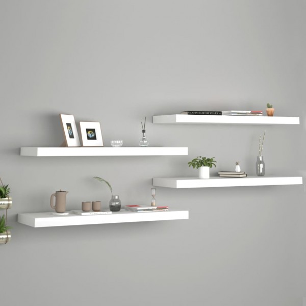 Estantes flotantes de pared 4 uds MDF blanco 80x23.5x3.8 cm