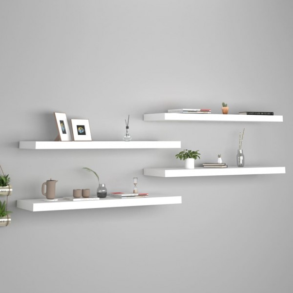 Estantes flotantes de pared 4 uds MDF blanco 90x23.5x3.8 cm