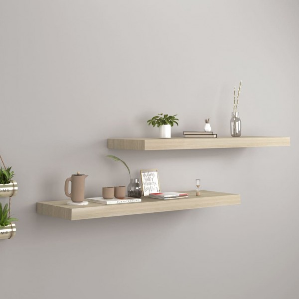 Estantes flotantes de pared 4 uds MDF color roble 80x23.5x3.8cm