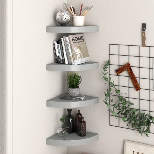 Estantes flotantes de pared 4 uds MDF gris 25x25x3.8 cm