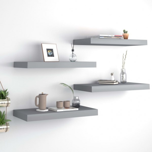 Estantes flotantes de pared 4 uds MDF gris 50x23x3.8 cm