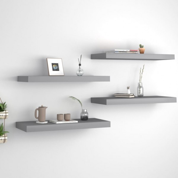 Estantes flotantes de pared 4 uds MDF gris 60x23.5x3.8 cm
