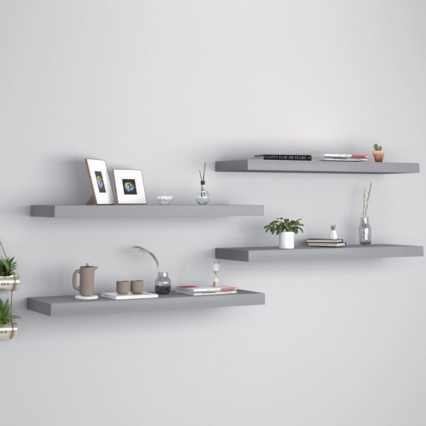 Estantes flotantes de pared 4 uds MDF gris 80x23.5x3.8 cm