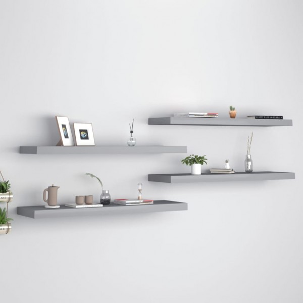 Estantes flotantes de pared 4 uds MDF gris 90x23.5x3.8 cm