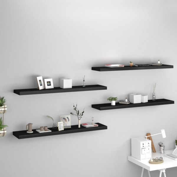 Estantes flotantes de pared 4 uds MDF negro 120x23.5x3.8cm