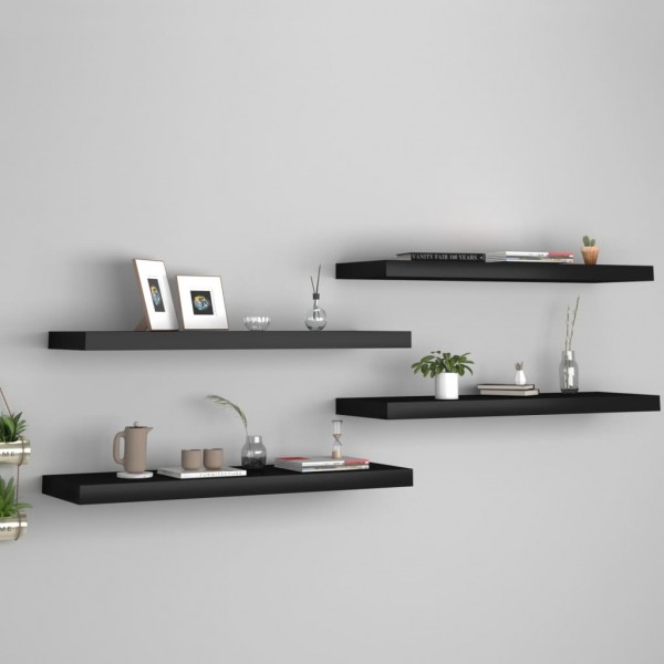 Estantes flotantes de pared 4 uds MDF negro 80x23.5x3.8 cm