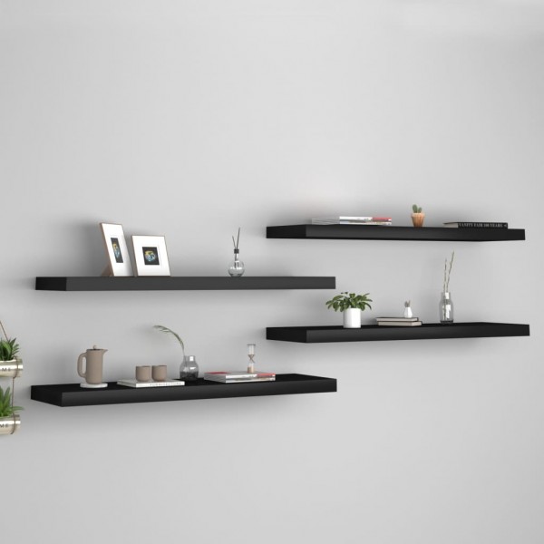 Estantes flotantes de pared 4 uds MDF negro 90x23.5x3.8 cm