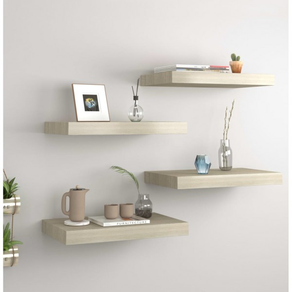 Estantes flotantes de pared 4 uds MDF roble 40x23x3.8 cm