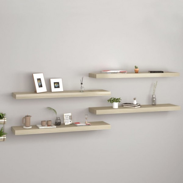 Estantes flotantes de pared 4 uds MDF roble 90x23.5x3.8 cm