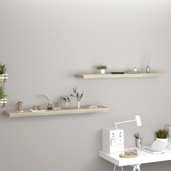 Estantes flotantes pared 2 uds color roble MDF 120x23.5x3.8cm