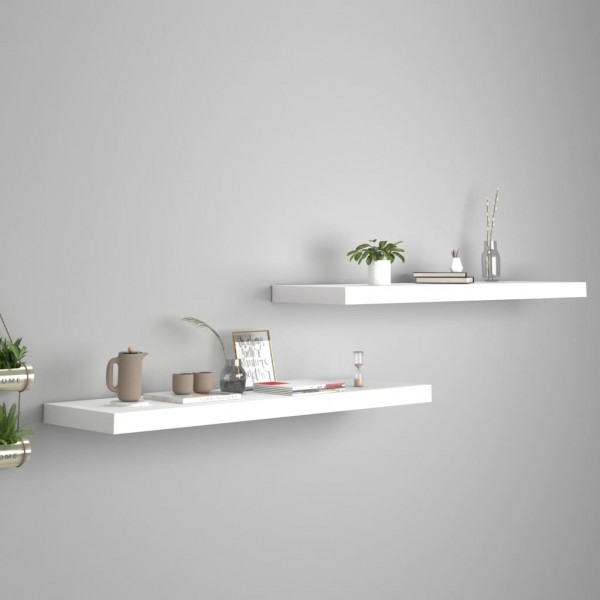 Estantes flotantes pared 2 uds MDF blanco 90x23.5x3.8 cm