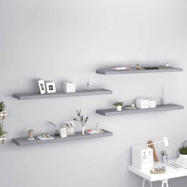 Estantes flotantes pared 4 MDF gris 120x23.5x3.8 cm