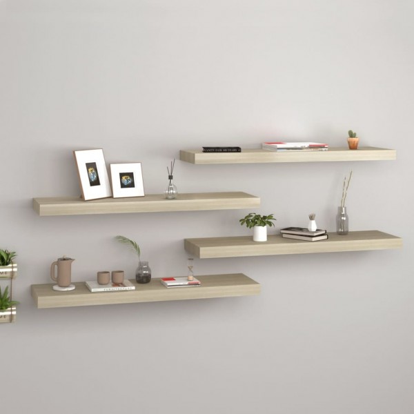 Estantes flotantes pared 4 uds color roble MDF 80x23.5x3.8cm