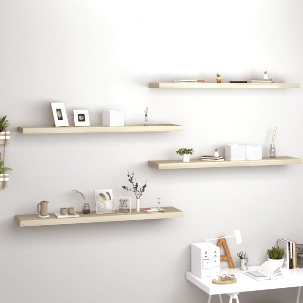 Estantes flotantes pared 4 uds MDF color roble 120x23.5x3.8 cm