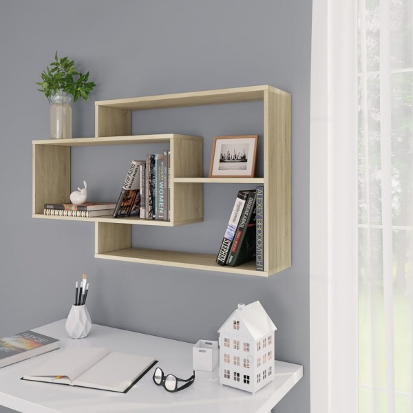Estantes pared madera contrachapada color roble 104x20x58.5 cm
