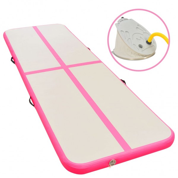 Esterilla inflable de gimnasia con bomba 300x100x10 cm PVC rosa