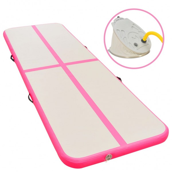 Esterilla inflable de gimnasia con bomba 800x100x10 cm PVC rosa