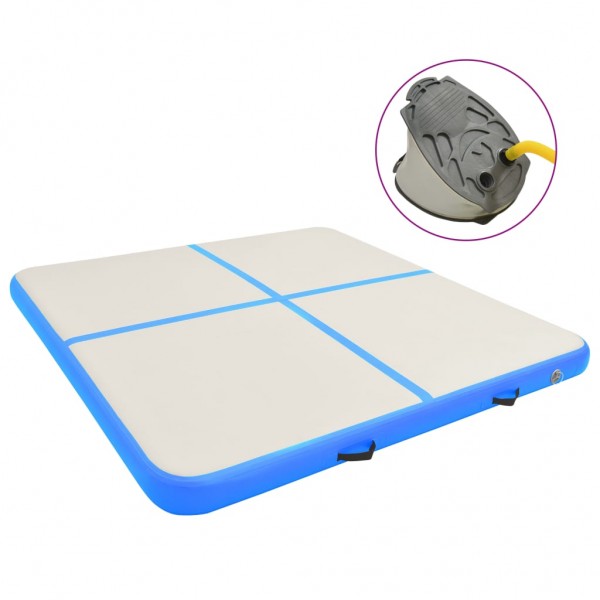 Esterilla inflable de gimnasia con bomba PVC azul 200x200x20 cm