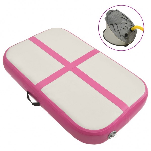 Esterilla inflable de gimnasia con bomba PVC rosa 60x100x10 cm