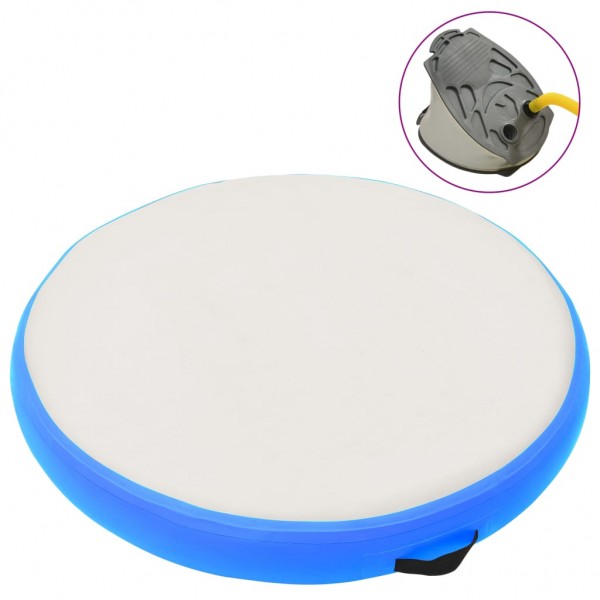 Esterilla inflable de gimnasia y bomba PVC azul 100x100x10 cm