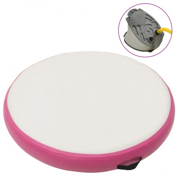 Esterilla inflable de gimnasia y bomba PVC rosa 100x100x20 cm