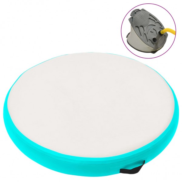 Esterilla inflable de gimnasia y bomba PVC verde 100x100x10 cm