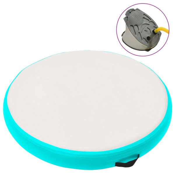 Esterilla inflable de gimnasia y bomba PVC verde 100x100x20 cm