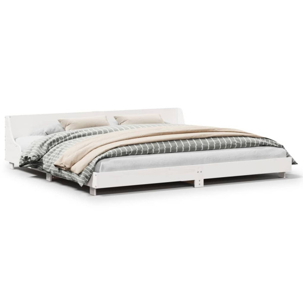 Estructura cama cabecero madera maciza pino blanco 180x200 cm