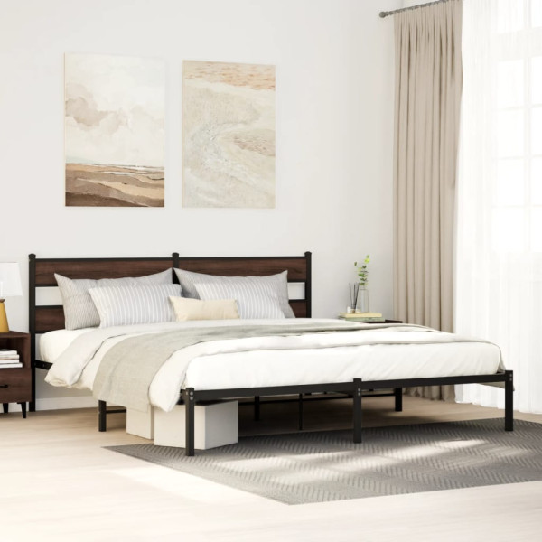 Estructura cama con cabecero sin colchón marrón roble 190x200cm