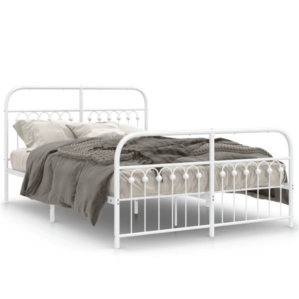 Estructura cama con cabecero y estribo metal blanco 137x190 cm