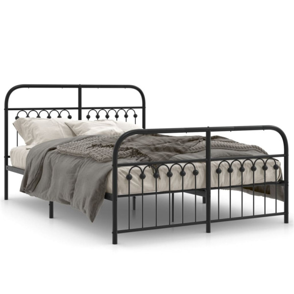 Estructura cama con cabecero y estribo metal negro 137x190 cm