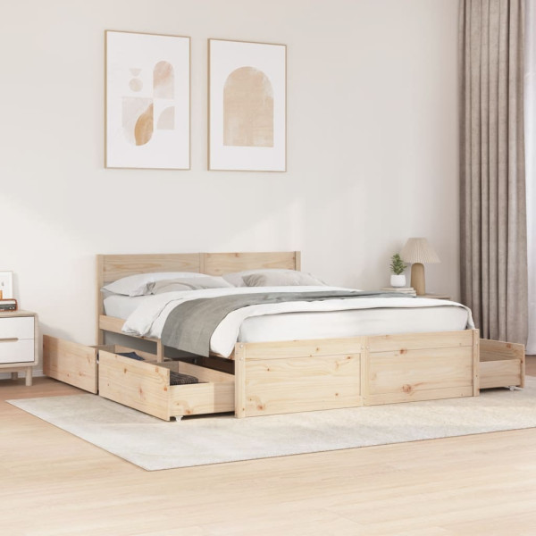 Estructura cama con cajones madera de pino maciza 140x200 cm
