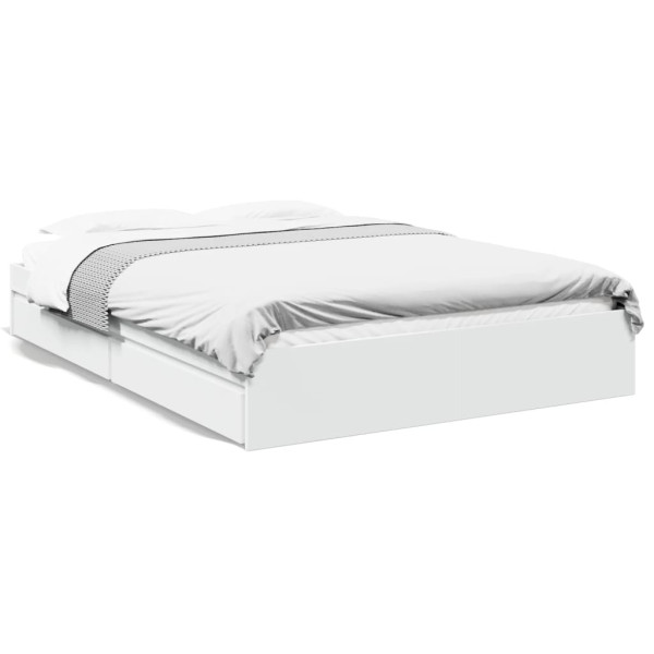Estructura cama con cajones madera ingeniería blanca 150x200 cm