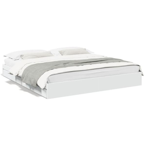 Estructura cama con cajones madera ingeniería blanca 200x200 cm