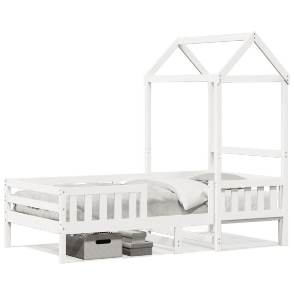 Estructura cama con techo madera maciza pino blanca 80x200 cm
