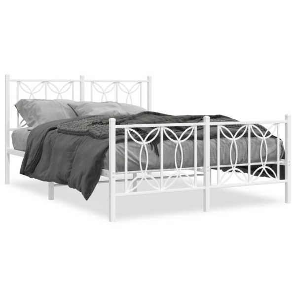 Estructura cama metal cabecero y estribo blanco 140x190 cm