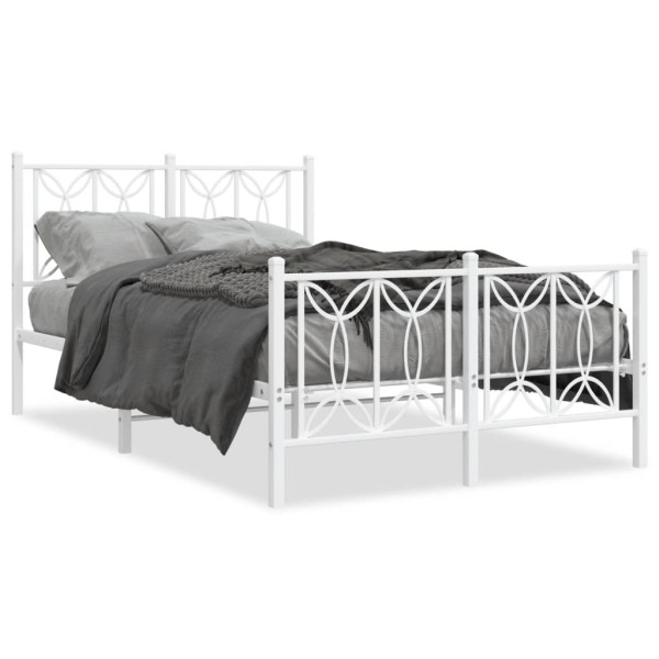 Estructura cama metal con cabecero y estribo blanco 120x190 cm