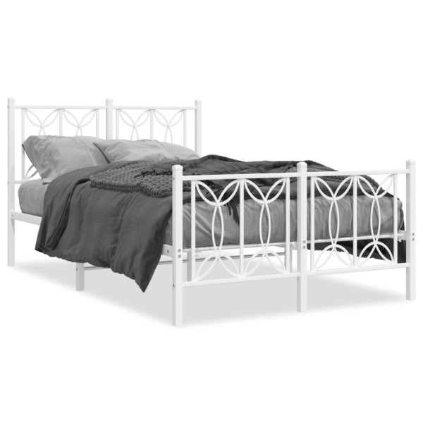 Estructura cama metal con cabecero y estribo blanco 120x200 cm
